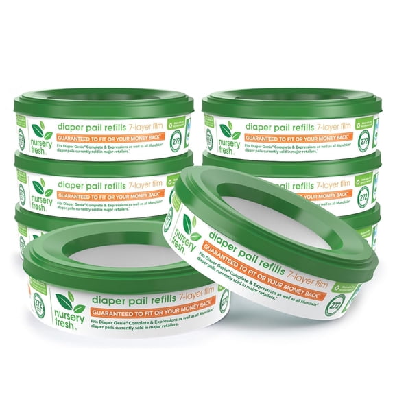 YANTONG Refill Rings for Diaper Genie and Munchkin Diaper Pails, Holds up to 2,176 Newborn Diapers, 8 Pack