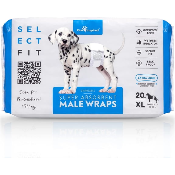 YANTONG Select Fit Male Dog Diapers, Disposable Male Wraps with Wetness Indicator| Belly Bands for Small, Medium, Large Dogs (X-Large, 20 Count)