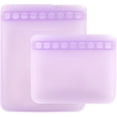 thumbnail image 1 of YANTONG - Silicone Snack & Sandwich Bags - For Storage, Food Prep, Lunch Bag - Reusable, Leak Resistant, Washable, Microwave, Freezer & Dishwasher Safe - 2 pack - Purple, 1 of 5