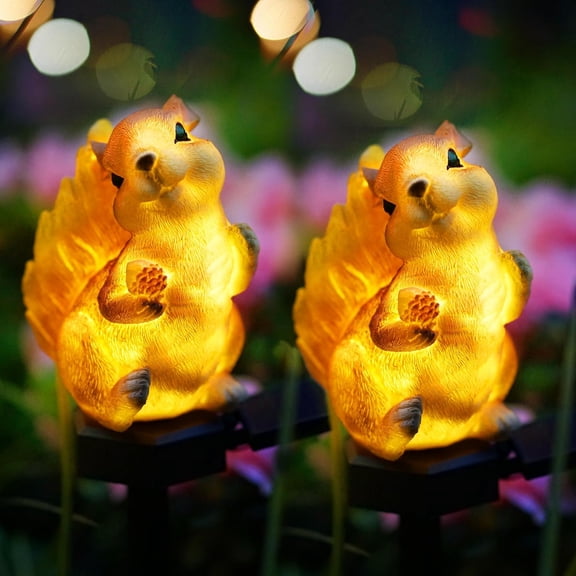 YANTONG Solar Squirrel Garden Lights - Outdoor Decorative Stake Light Waterproof for Yard Patio Pathway Lawn Ornaments Garden Decorations Gifts (2 Packs)
