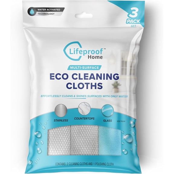 YANTONG Streakless Microfiber Eco Cleaning Cloth Set - Effortlessly Cleans Stainless, Glass & Stone With Only Water - 3 Pack Set
