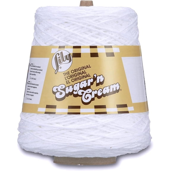 YANTONG Sugar N Cream Cones White Yarn - 1 Pack of 14oz/400g - Cotton - #4 Medium - 706 Yards - Knitting/Crochet