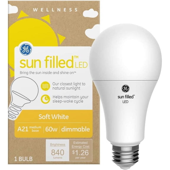 YANTONG Sun Filled LED Light Bulb, 60 Watt, Soft White, A21 (1 Pack)