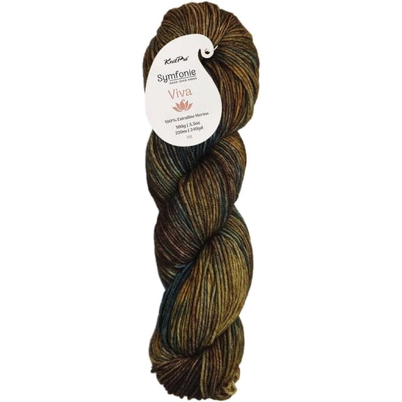 YANTONG Symfonie Premium Hand Dyed Yarn | 100% Extra Fine Merino Wool for Knitting & Crocheting, DK Weight, Oeko-TEX Certified, Colorfast Fiber 220m, 100g Skein | Viva Variegated Wilderness