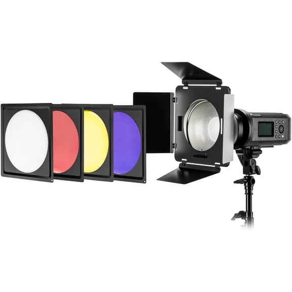 YANTONG Universal Barn Door Kit with Grid and Gels