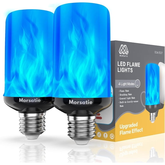 YANTONG Upgraded Flame LED Flame Light Bulbs, 4 Modes Flickering Light Bulbs with Upside Down Effect, E26 Fire Light Bulb for Christmas Halloween Party Porch Patio Indoor Outdoor Decoration, Blue