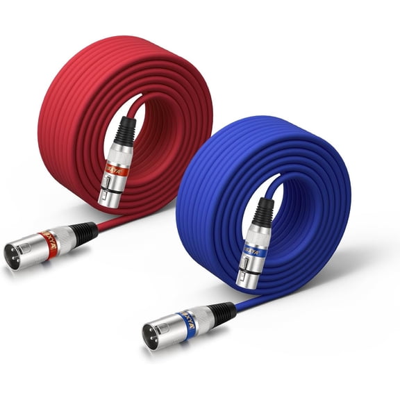 YANTONG XLR Cables 50 ft 2 Pack - Balanced DMX Mic Cables Male to Female, Suitable for Microphones, Radio Station, Stage Lighting