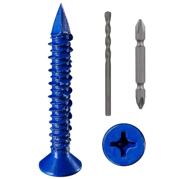 YANTONG YANTONG(30 PCS) 1/4''x2-1/4 Concrete Screw Anchor Blue Flat Head for Anchoring to Masonry, Block or Brick Stucco