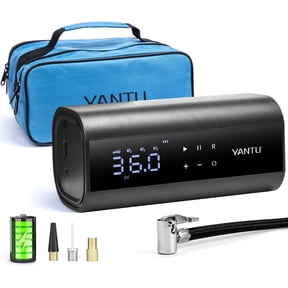 YANTU Cordless Tire Inflator Portable Air Compressor Air Pump For Car Tires,Tire Pump Battery Powered, Dual Cylinder 2X Inflation,tire pressure gauge with 8.3Inch Digital Screen for bicycle/Pickup/SUV