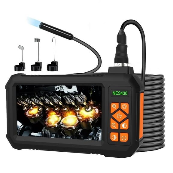 YANWEN Borescope Endoscope Camera 4.3 Inch Screen, 49.2FT Semi-Rigid Cable, HD1080P 8mm Single Lens 2000mAh