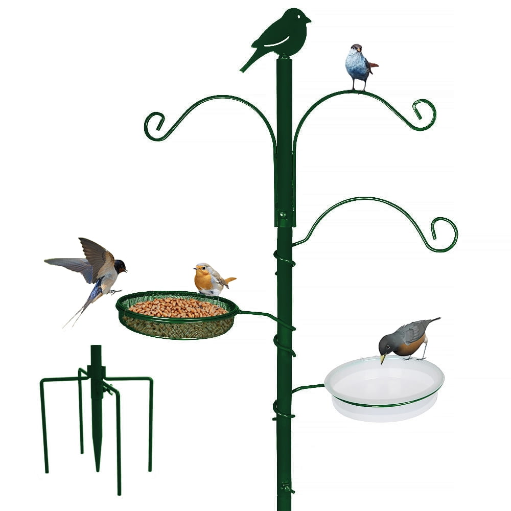 "YANZ Premium Bird Feeder Pole, 72.8"" Stand, Multi Hanging Kit, Bird Bath, FiveProng Base