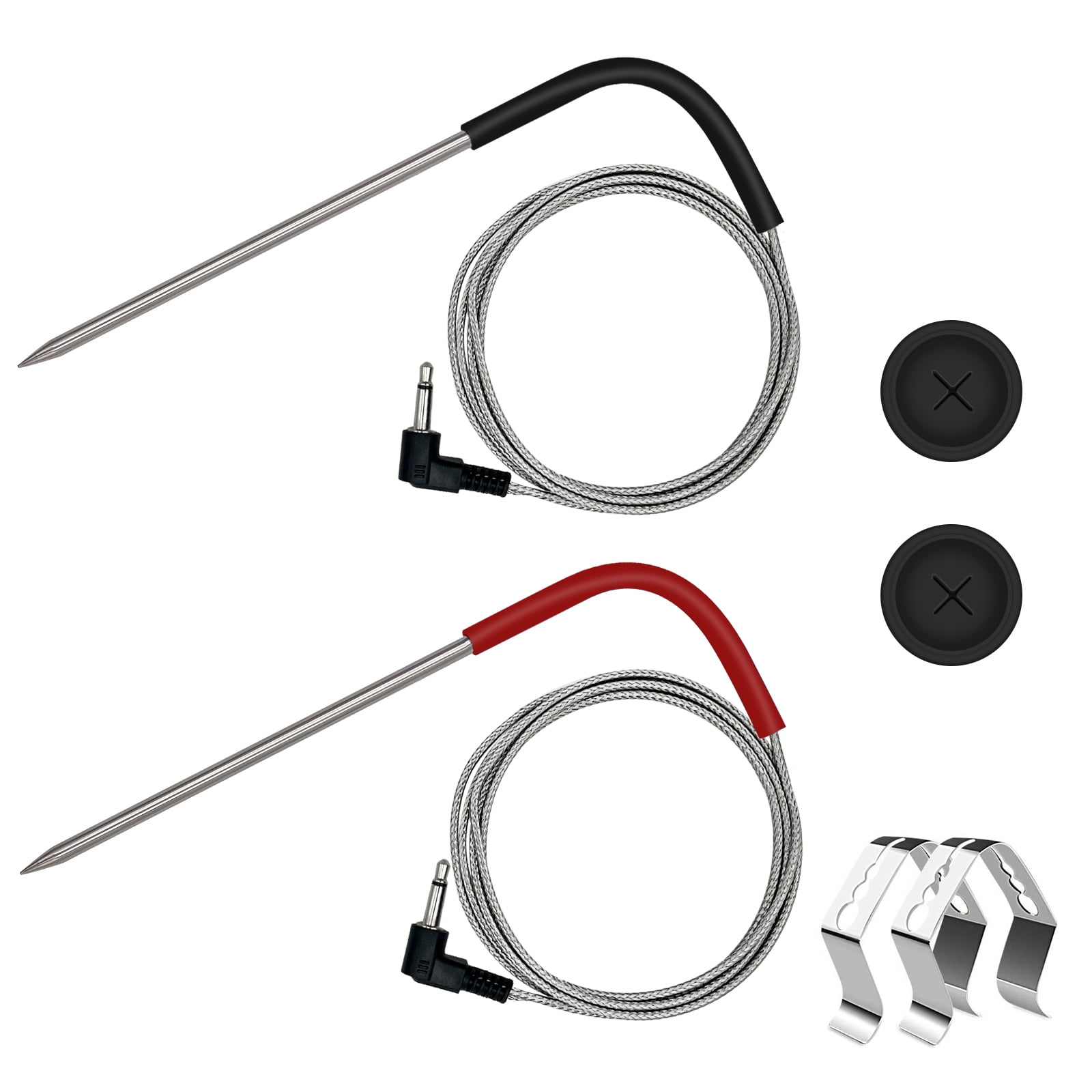 Entsong 2-Pack Replacement Meat Probe for Traeger Pellet Grill, Comes with Probe Grommet and Temperature Probe Clip