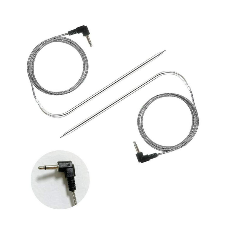 2-Pack Temp Meat Probe Replacement for Pit Boss Pellet Grills and Smokers,  3.5mm Plug Thermometer Probe Accessories with 2 Pack Probe Grommets and