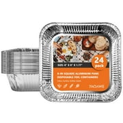 YAOAWE 24-Pack 8" x 8" Aluminum Foil Pans -  Disposable Tin Foil Trays  - Square Baking Cake Pan