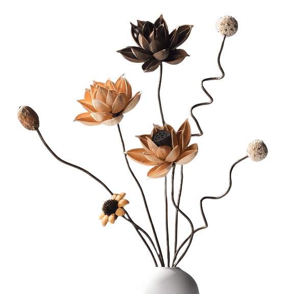 XINIU DIY Dried Flowers with Stems Set,  for Tall Vases Arrangements,  Home & Office Decor,  Party Handmade Crafts Bouquet (Manual Installation)