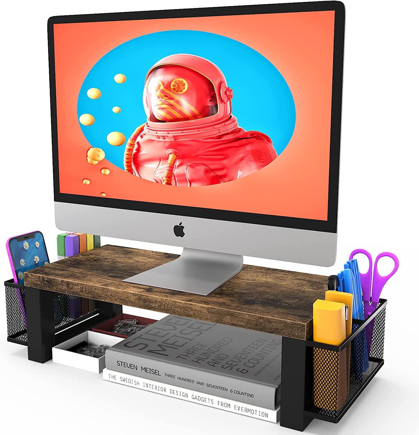 YAOHUOO Monitor Stand with Storage, Computer Monitor Riser with 4