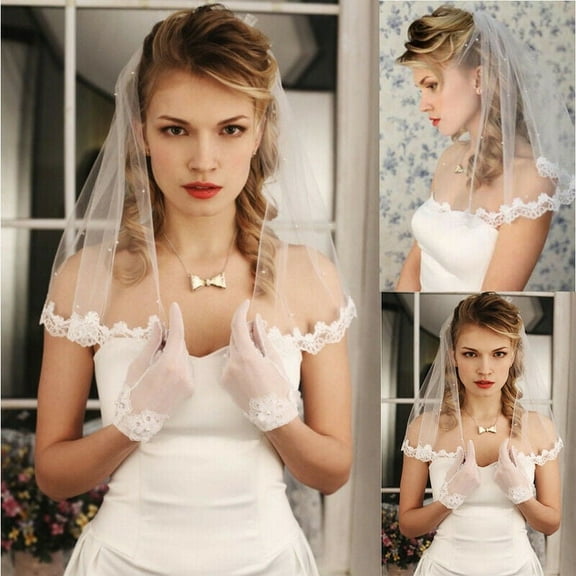 YAOLAN Pearl Wedding Veil Hair Accessories for Female Women's Clips Bridal with Free Comb