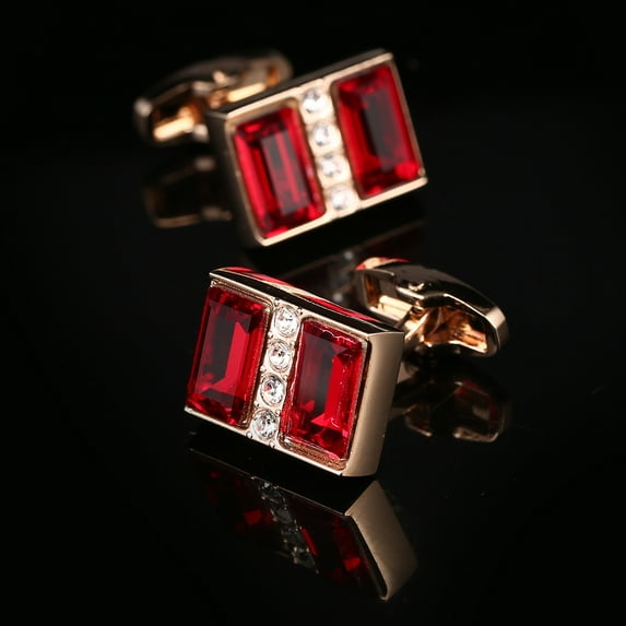 YAOLAN Red Crystal French Cufflinks High-grade Gold Male Cuff Nails Shirt Cuff Buttons