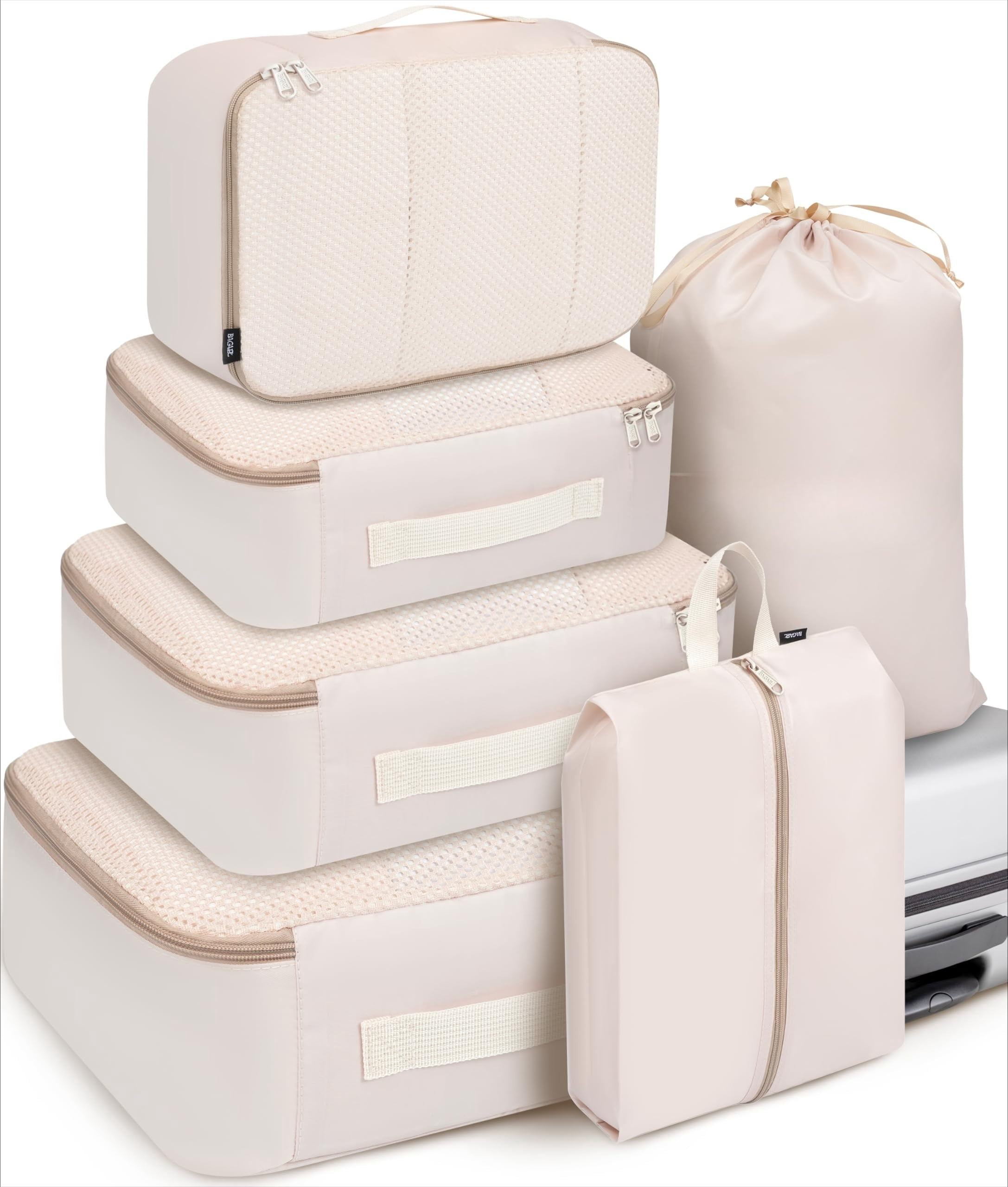 YAOLHLZ  8 Set Packing Cubes Luggage Packing Organizers for Travel Accessories-Cream