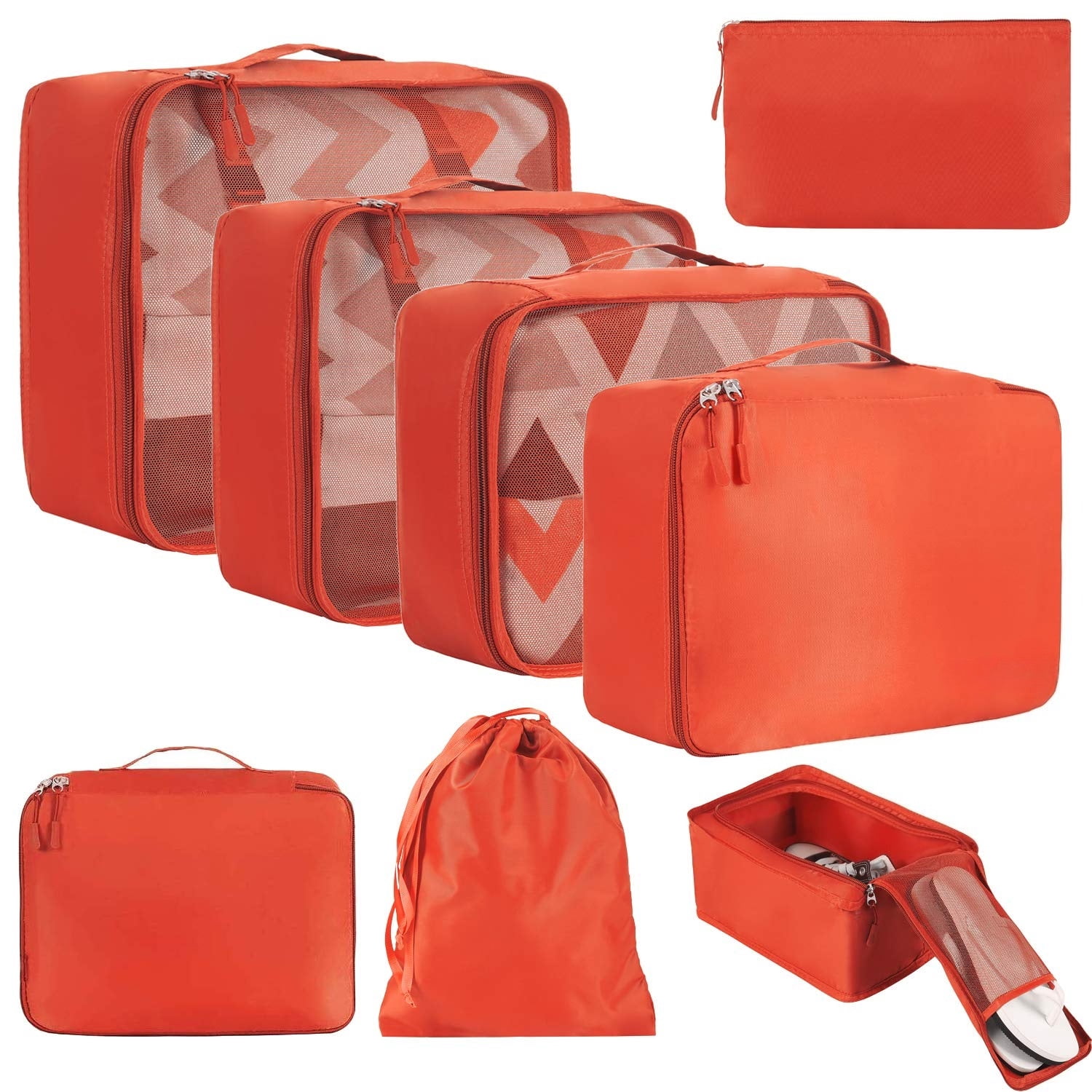 YAOLHLZ  8 Set Packing Cubes Luggage Packing Organizers for Travel Accessories-Cream