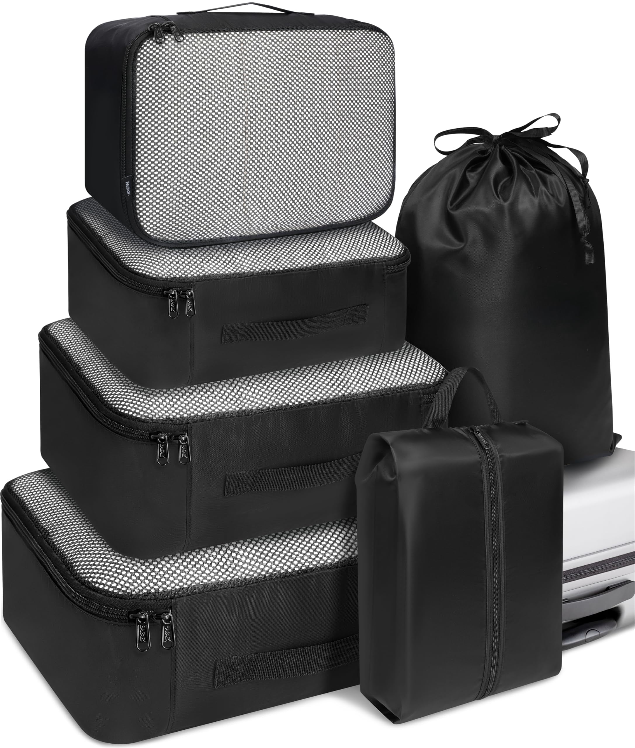 YAOLHLZ  8 Set Packing Cubes Luggage Packing Organizers for Travel Accessories-Cream