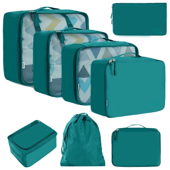 YAOLHLZ 8 Set Packing Cubes Luggage Packing Organizers for Travel Accessories-Cream