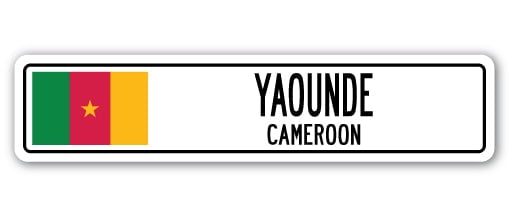 YAOUNDE CAMEROON Street Sign Cameroonian flag city country road wall ...