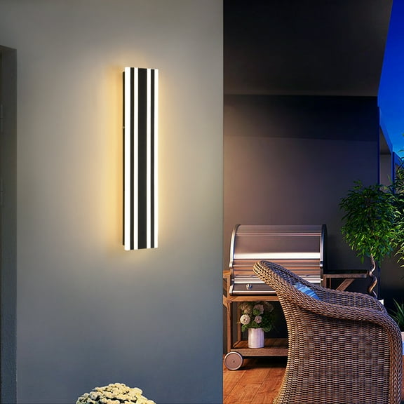 YAOWSZM Outdoor Modern Wall Light,12W LED Exterior Light Fixture,23.6in Black Sconce for Patio Garage Porch