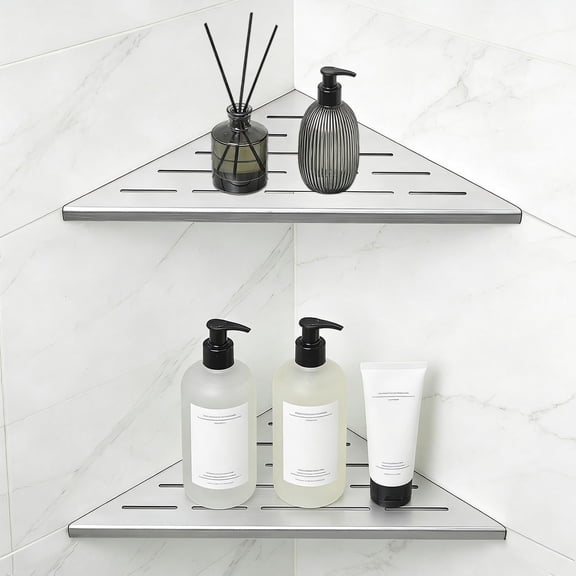 YAOYAO LAND Corner Shower Shelf 10", Recessed Slot Design Bathroom Shelf for Tiled Wall, 2 Pack