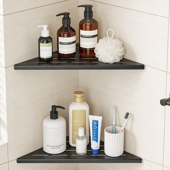 YAOYAO LAND Corner Shower Shelf 10", Recessed Slot Design Bathroom Shelf for Tiled Wall, 2 Pack