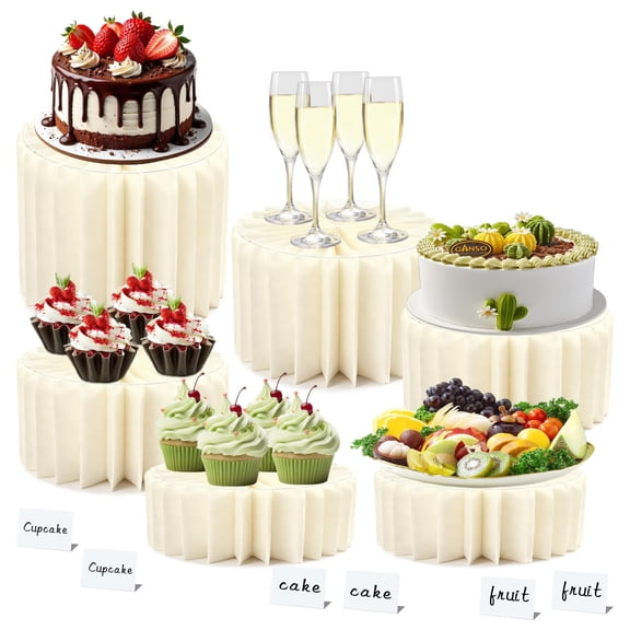 YAOYAO LAND Foldable Buffet Risers ，Table Cylinder Display Stand Foldable Bases，Multi-Level Dessert Stands for Cupcakes，Party, Wedding, Event Decor ，Jewelry