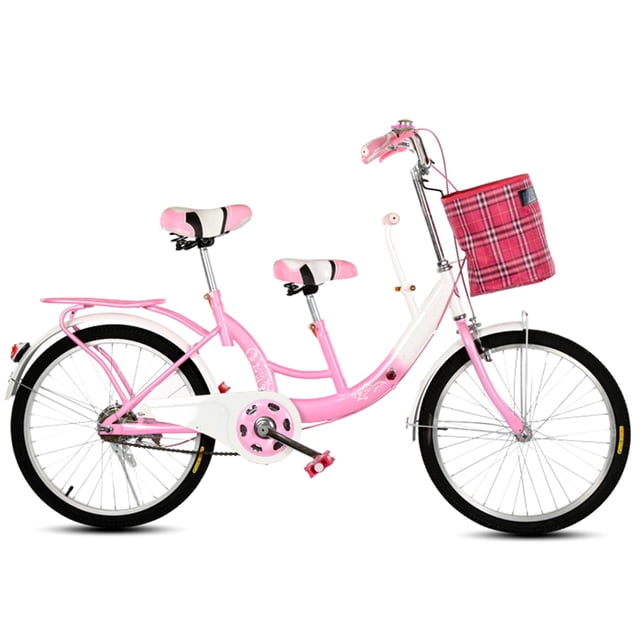 YAPENG 24Inch Single Speed Family Cruiser Bike with Kids Saddle, Soft