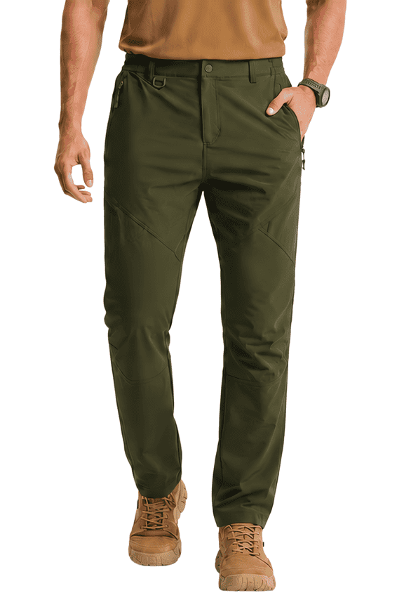 Men’s Lightweight Hiking Cargo Pants, Quick Dry 4-Way Stretch Water Resistant Tactical Work Pants with Secure Zipper Pockets