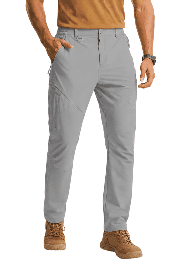 Men’s Lightweight Hiking Cargo Pants, Quick Dry 4-Way Stretch Water Resistant Tactical Work Pants with Secure Zipper Pockets