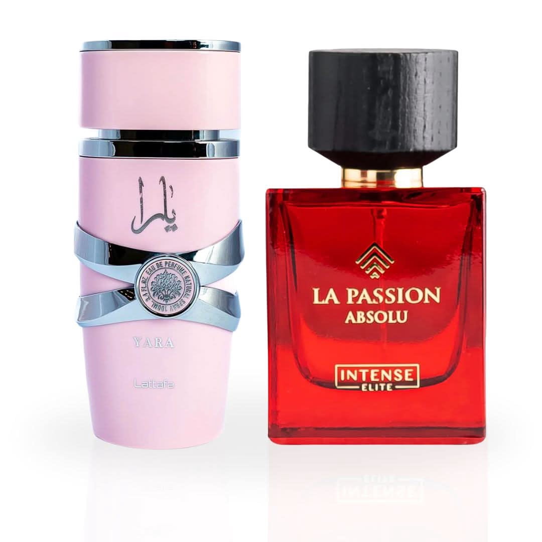 Yara by Lattafa & La Passion Absolu by Intense Elite - Eau de Parfum Sprays 100ml (3.4 oz) (Bundle)