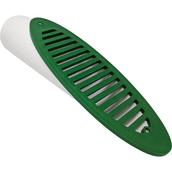 YARD dRAIN eMITTER - aNGLED dRAIN eMITTER FOR sUMP pUMP dISCHARGE & gUTTER dOWNSPOUT eXTENSIONS - sLOPED gRATE dESIGN cOVER uSED AS iNLET OR oUTLET dRAINAGE - cOMPATIBLE W/ 4-iNCH cONNECTIONS