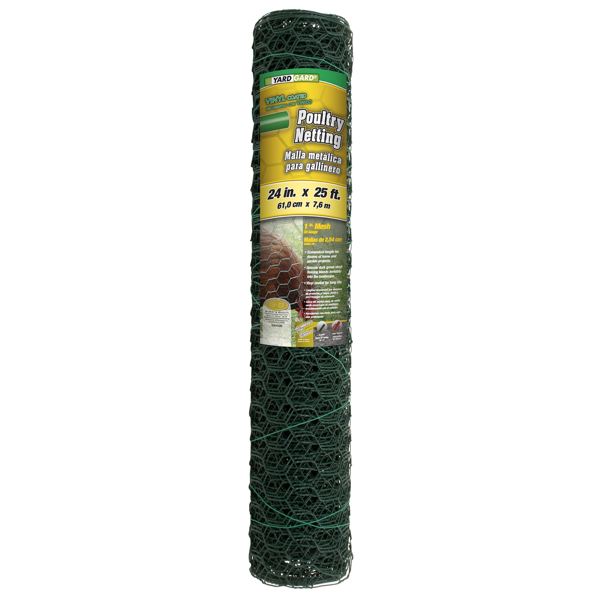 Yard Gard PVC Coated Poultry Netting, 2x25 ft, 1 Inch Mesh, 20 Gauge ...