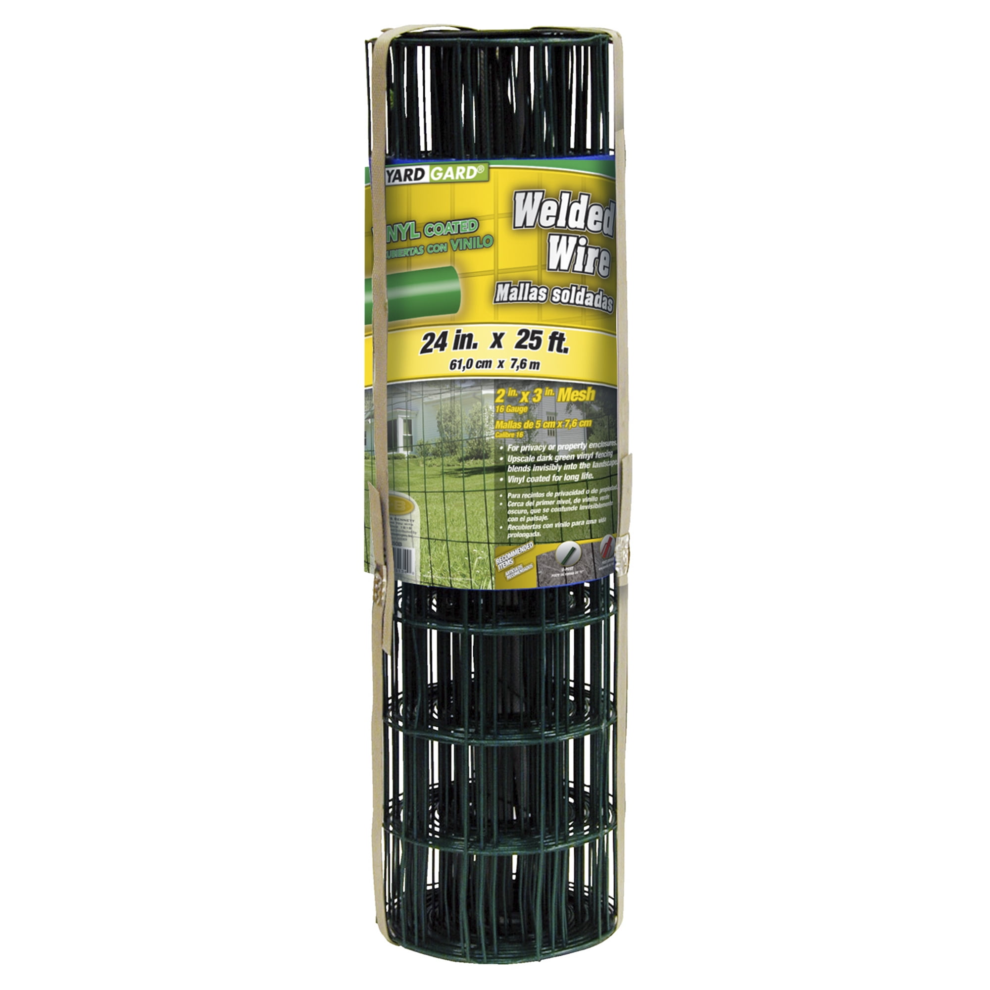Green PVC Coated Metal Welded Wire Fence, 24" x 25'