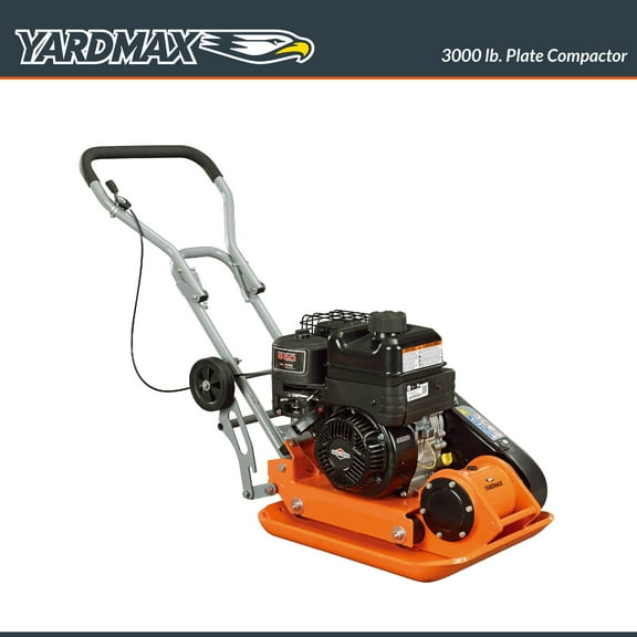 YARDMAX YC1390 Plate Compactor, 6.5HP, 3000 lb Force, 208cc Engine, 5500 VPM