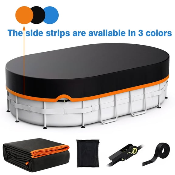 YARDPROT 16*10FT Oval Pool Cover, Ultimate Windproof & Tear-Resistant Fabric, Snug Fit with Ratchet Tie Downs,Solar Pool Cover for Above Ground Pools, Blocks Leaves &Waterproof, Orange