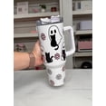 thumbnail image 1 of YARNIX Bookish Cute Ghosties Stainless Steel Quencher - Ghost Cat Tumbler, 40oz, White - Opaque lid, 1 of 8