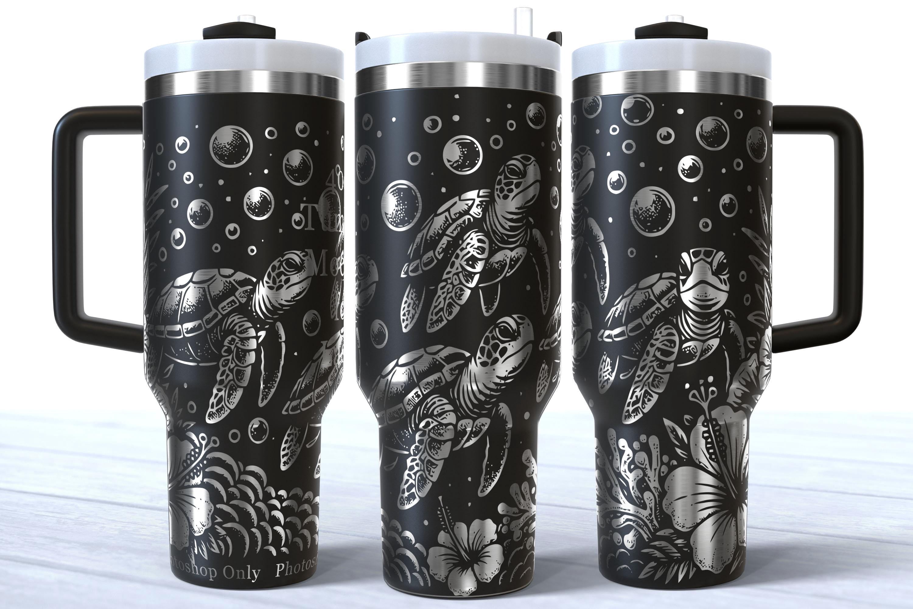 YARNIX Sea Turtle Tumbler 40oz - Laser Engraved Stainless Steel ...