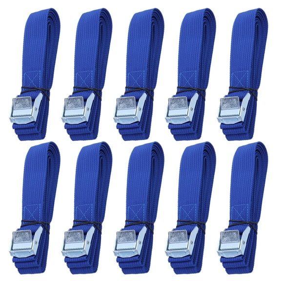 WHAMVOX 10 Pcs Thick Nylon Lashing Straps with Steel Buckle Quick Release for Cargo Tie Down Car Roof Rack Luggage Kayak Carrier Blue