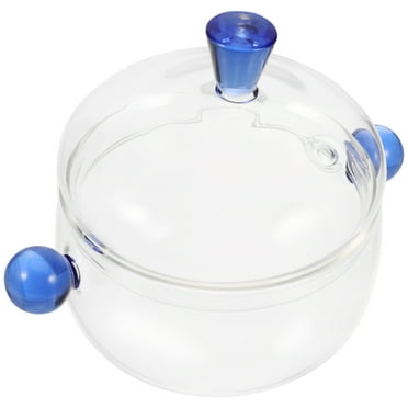 YARNOW Clear Glass Pot with Lid Stewing Pot Clear Cooking Pot Saucepan Kitchen Pot 350ml