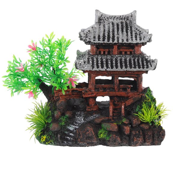 HOOWIFFY Fish Tank Landscaping Decorations Resin Grey Aquarium Ornament Set for Freshwater and Tanks