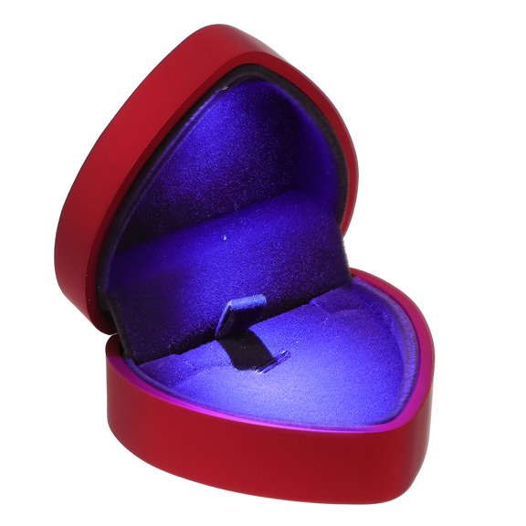HOOWIFFY Yarnow Elegant Red Heart-Shaped Jewelry Case with Blue LED Light