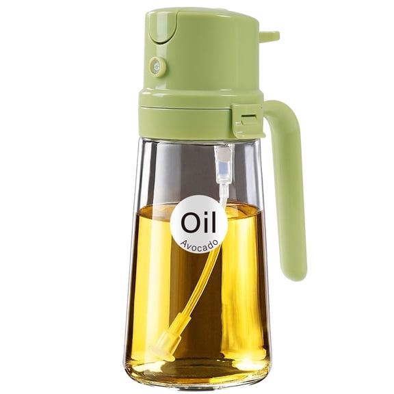 YARRAMATE 16oz/470ml Oil Sprayer, 2 in 1 Oil Dispenser, Food-Grade Glass Oil Mister w/ Simple Open Design, Air Fryer,BBQ (Green)