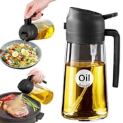 YARRAMATE 16oz Oil Sprayer for Cooking, 2 in 1 Olive Oil Dispenser Bottle with Stickers for Kitchen Gadgets, Black