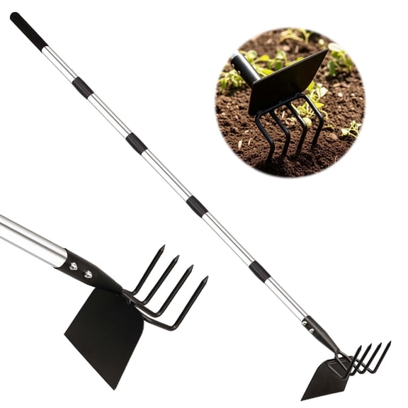 YARTTING Garden Hoe & Cultivator, Efficient Long Handle Garden Tool, 2-in-1 Heavy Duty Hand Cultivator and Gardening Hoe for Digging Loosening Weeding