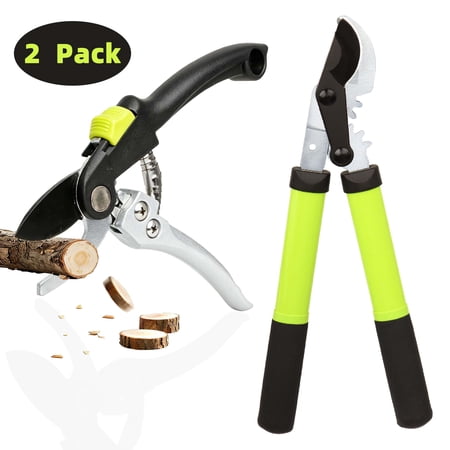 YARTTING Garden Shears Set, Branch Cutter Pruning Shears with Gear Action, Heavy Duty Loppers Gardening Tools for Plants, Flowers, Hedge and Tree Trimmer